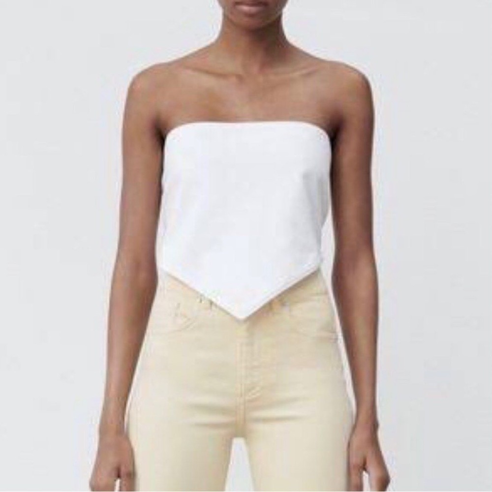 ZARA White Bandana Tube Top Sz L